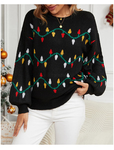 Venta al por mayor de Navidad, prendas de punto para mujer, manga larga, estilos navideños, Otoño Invierno, suéter suelto de punto para mujer - Product Image 5