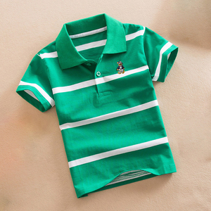 Vêtements d'é<span class=keywords><strong>t</strong></span>é pour enfants Cartoon Pattern Stripe Embroidery Kids School Uniform Tops Cotton Short Sleeve Polo <span class=keywords><strong>T</strong></span> <span class=keywords><strong>Shirt</strong></span> Boys Girls - Product Image 4