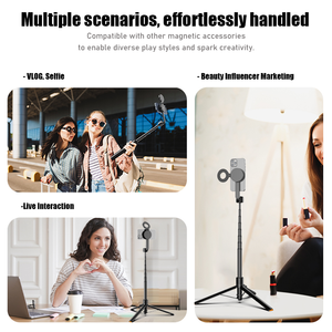 Bâton de selfie magnétique extensible de 65 pouces pour MagSafe <span class=keywords><strong>iPhone</strong></span> Support en aluminium rotatif à 360 ° avec télécommande sans fil - Product Image 4