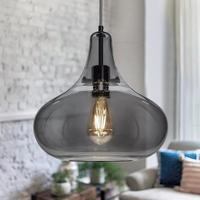 Lampe à suspension simple en verre noir d'intérieur moderne, îlot de cuisine, éclairage de décoration avec base E26 de taille moyenne pour usage domestique