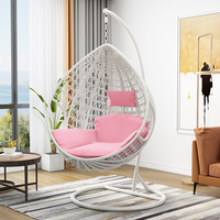 Mobilier d'extérieur moderne en forme d'œuf hamac en rotin et corde PE balançoire suspendue avec siège de balançoire naturel pour jardin