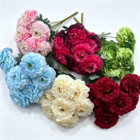 Buket Ranunculus Sutra Buatan 9 Tangkai, Bunga Tiruan Seperti Asli, Beraneka Warna, Dekorasi Vas Rumah, Rangkaian Bunga Pernikahan
