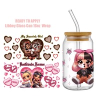 Transferts DTF personnalisés pour tasses Princess Valentine 16oz, Transferts DTF UV pour tasses, Transferts DTF UV pour tasses et couvercles, Dessins animés