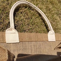Sac fourre-tout en jute fait main personnalisable de taille moyenne, 350 g/m², avec poignée en fil de coton T/C épais et fermeture éclair, idéal pour la promotion et le shopping