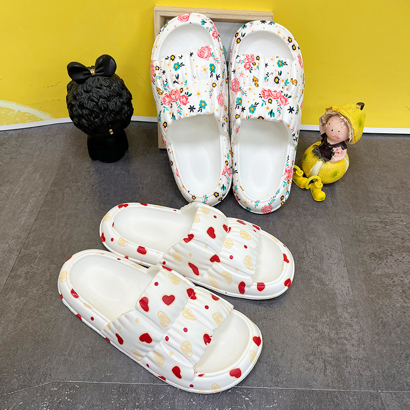 Love Print Summer EVA Slippers Women Thick Sole Home Slides Slippers Outdoor Shoes
