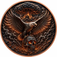 Pièce de monnaie en cuivre pur 999 de 5 oz, série Aigle en relief 3D, ailes épanouies féroces, couleur UV, édition collector colorée