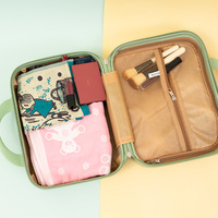 Trousse de Maquillage Portable Unisexe à Fermeture Éclair, Motif Dessin Animé, Multi-Compartiments, en PVC, avec Poignée Souple, Idéale pour les Voyages