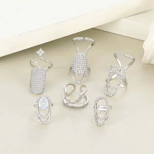 Bague à ongles en Zircon incrusté de cuivre, vente INS, bague de <span class=keywords><strong>manucure</strong></span> plaquée or pour femmes, bijoux de fête tendance, nouvelle mode <span class=keywords><strong>2022</strong></span> - Product Image 3