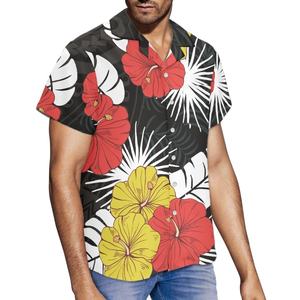 Shorts de Beisebol Personalizados de Verão com Hibisco Polinésio e Botão para Homens, Secagem Rápida, Estampa de Gola Redonda - Product Image 1