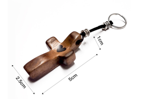 1 Pezzo <span class=keywords><strong>Portachiavi</strong></span> a Croce in Legno di Noce, Antistress <span class=keywords><strong>da</strong></span> Tascabile, Regalo - Product Image 2