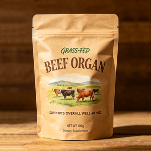 Polvo de Órganos de Res de Marca Privada, Complejo de Hígado, Corazón, Riñón y Páncreas de Res Alimentada con Pasto, 100g - Product Image 1