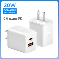 Prix direct usine – Chargeur rapide GaN PD 20W avec protection de sécurité à 7 points, double port USB-C pour ordinateur portable et montre connectée