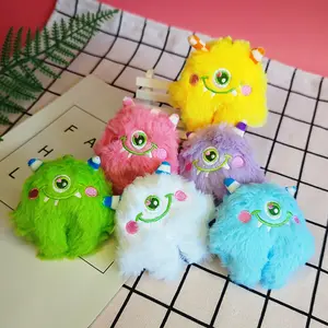 Promosyon Kawaii canavar oyuncak peluş çirkin bebek kürklü canavar anahtarlık Faux kürk anahtarlık