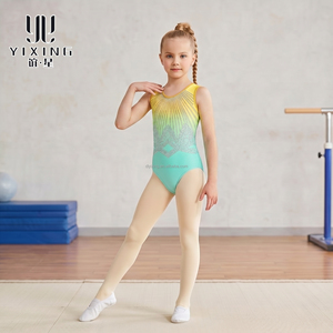 <span class=keywords><strong>Justaucorps</strong></span> de gymnastique pour jeunes enfants - Spandex/Polyester, séchage rapide, extensible dans quatre directions, coupe ajustée, taille haute, bas en maille transparente - Product Image 2