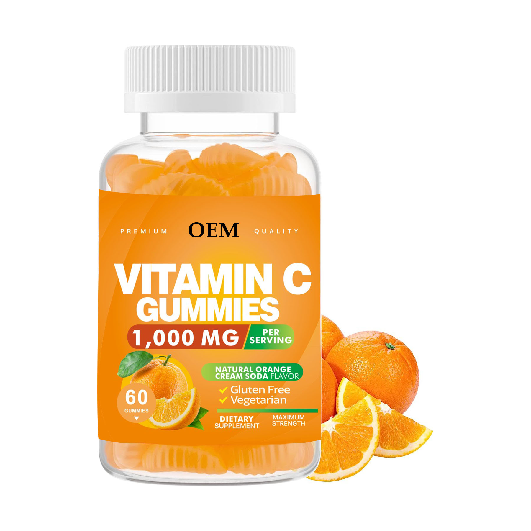 OEM 1000mg Vitamin C Gummies für Erwachsene und Kinder, Multi vitamin mit Zink-und Kräuter extrakten zur Immun unterstützung und Kollagen unterstützung