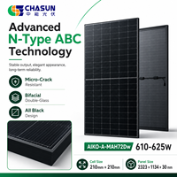 Panneaux photovoltaïques bifaciaux en verre double de type N TOPCon AIKO 610-625W entièrement noirs, demi-cellules, 23,7 % d'efficacité, pour usage commercial et utilitaire