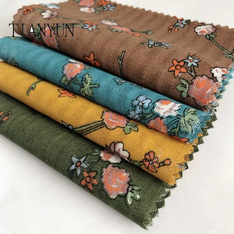 Текстиль Шаосина материал Добби хлопковая ткань с цветами печать для юбки блузка