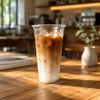 Gobelets en plastique PET avec logo personnalisé, gobelets à paroi simple de 16 oz avec couvercles pour café glacé, jus, boissons froides, smoothies