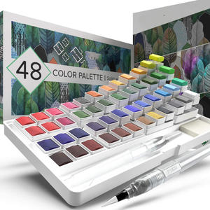 Ensemble de peinture à l'aquarelle solide de qualité supérieure, 48 couleurs, peintures pigmentées de voyage avec pinceau, bloc de papier aquarelle, fournitures artistiques - Product Image 3