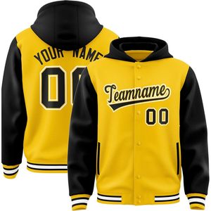 Sweat-shirt à capuche personnalisé unisexe pour adulte, jaune et noir, personnalisé avec nom, numéro, logo d'équipe, sweat-shirt en polaire décontracté pour l'automne - Product Image 1