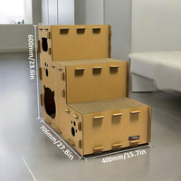 Arbre à chat en carton ondulé à 3 niveaux moderne et écologique avec assemblage de bricolage pour chats