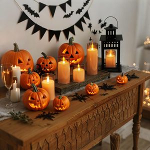Glass Battery Operated LED Flameless Pillar Shape 3D Real Flame Candles Remote <b>Timer</b> Flickering Light Electronic Candle - Product Image 4