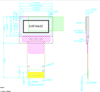 Écran OLED de haute qualité, 0,49 pouce, 64x32 pixels, couleur blanche, connecteur 14 broches, type écran OLED, longueur 15 mm, panneau OLED FPC