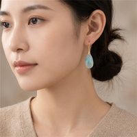 Boucles d'oreilles pendantes en pierre naturelle Amazonite et Améthyste, forme goutte, avec crochet doré, pour femme, style bohème, bijoux fins, vente en gros