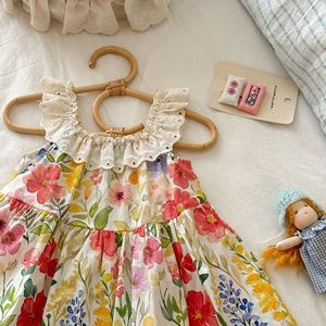 Child Star Circle Girls Floral Print Dress Sleeveless Scalloped Neck Cotton Summer Pastoral Style Dress For Baby Girl - Product Image 3