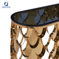 Table console supérieure en verre doré, design de luxe,