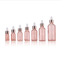 Flacon compte-gouttes d'huile de sérum cosmétique 1OZ 30ml 50ml 100ml Flacon compte-gouttes d'huile essentielle en verre transparent rose
