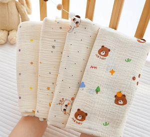 Couverture d'emmaillotage en crêpe de coton double couche <span class=keywords><strong>ultra</strong></span> douce, vente en gros d'usine, serviette de bain pour bébé, enveloppement pour nouveau-né et nourrisson - Product Image 3