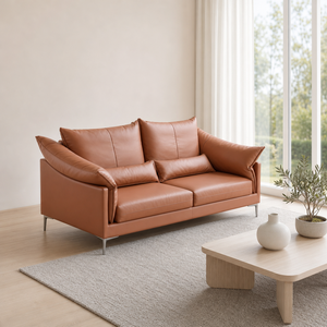 Sofá Wingback con Cojín de Felpa, Brazos con Alas, Patas de Metal Plateado, Perfil Bajo, 3 Plazas, Moderno, Minimalista, para Sala de Estar, Hotel u Oficina - Product Image 2