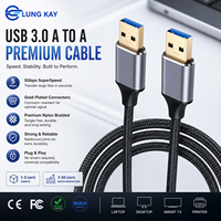 Cable USB 3.0 A a A Macho LUNG KAY, Cable de Transferencia de Datos SuperSpeed de 5 Gbps, Cable USB Blindado de Carga Rápida de 3 A para Enfriador de Portátil