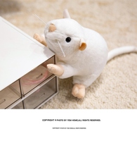 Jouets en peluche souris en coton PP simulé mignon et moelleux de 17 cm, blanc/gris, OEM/ODM