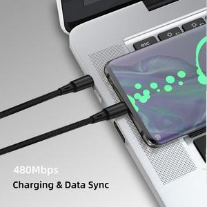 Câble USB-C en alliage d'aluminium en gros, câble de charge rapide Type C vers Type C, câble de données en nylon pour téléphone et ordinateur portable, charge rapide PD 65W - Product Image 4