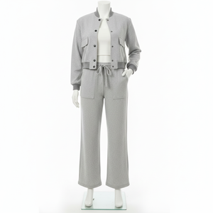 Wholesale Custom Women's Off-Shoulder T-Shirt and Wide-Leg Drawstring <b>Pant</b> <b>Loungewear</b> Set - Casual Cotton Blend Two-Piece Outfit - Product Image 1