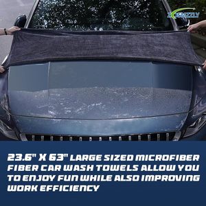 Microfibra de limpieza de coches de pelo largo trenzado, densidad 40*40, 1200gsm, ultra suave, gris oscuro, de secado rápido, al por mayor - Product Image 2