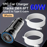 Adaptateur chargeur voiture 60W 30W PD Type C 2 ports double USB C prise Console montage allume-cigare encastré chargeur voiture USB