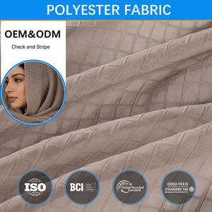 Tissu en polyester GH à carreaux, tissé en mousseline, imprimé africain, pour la vente en gros au Bahreïn, en Jordanie et en Égypte, antistatique, 92 g/m² - Product Image 1