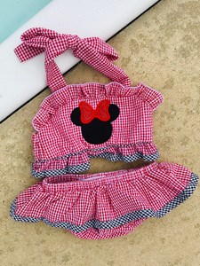 Costume da bagno per bambina con monogramma di <span class=keywords><strong>Minnie</strong></span> topo rosso a righe Seersucker costume da bagno per bambina e bambina - Product Image 2