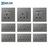Enchufe Doble Moderno para PC XImlon Gery, Enchufes de Pared Eléctricos de Alta Calidad de 3 Vías, Enchufe USB de 1/2/3/4 Tomas para el Hogar