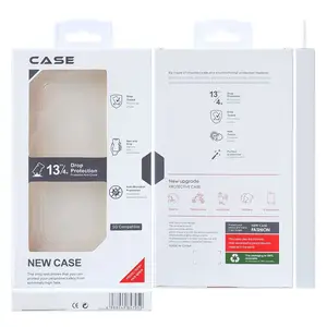 Supply of hook style plastic folding phone case packaging box, suitable for simple transparent PVC plastic box of iPhone series