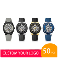 50 pièces, montre homme Curren 8485, logo personnalisé OEM, nouvelle montre mécanique automatique de luxe originale pour homme, Reloj Montre Homme