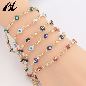 A351 Nieuwe Aanwinst 14 karaats verguld gouden armband met vierkante vorm, 'Evil <span class=keywords><strong>Eye</strong></span>'-motief en zorgvuldig geselecteerde cadeau-artikelen - Product Image 4