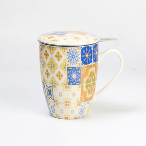 מותאם אישית רטרו בוהמיאן בסגנון רטרו בוהמיאן ספל תה מקרמיקה עם infouser תה מקרמיקה מסנן תה של ספלי מיוצר על ידי מותאם אישית - Product Image 6