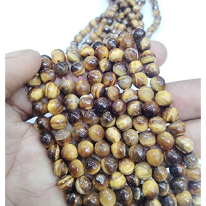 Cuentas de Piedras Preciosas Naturales Sueltas y Redondas de Ojo de Tigre, Cuentas de Piedras Preciosas para la Fabricación de Joyas - Product Image 1