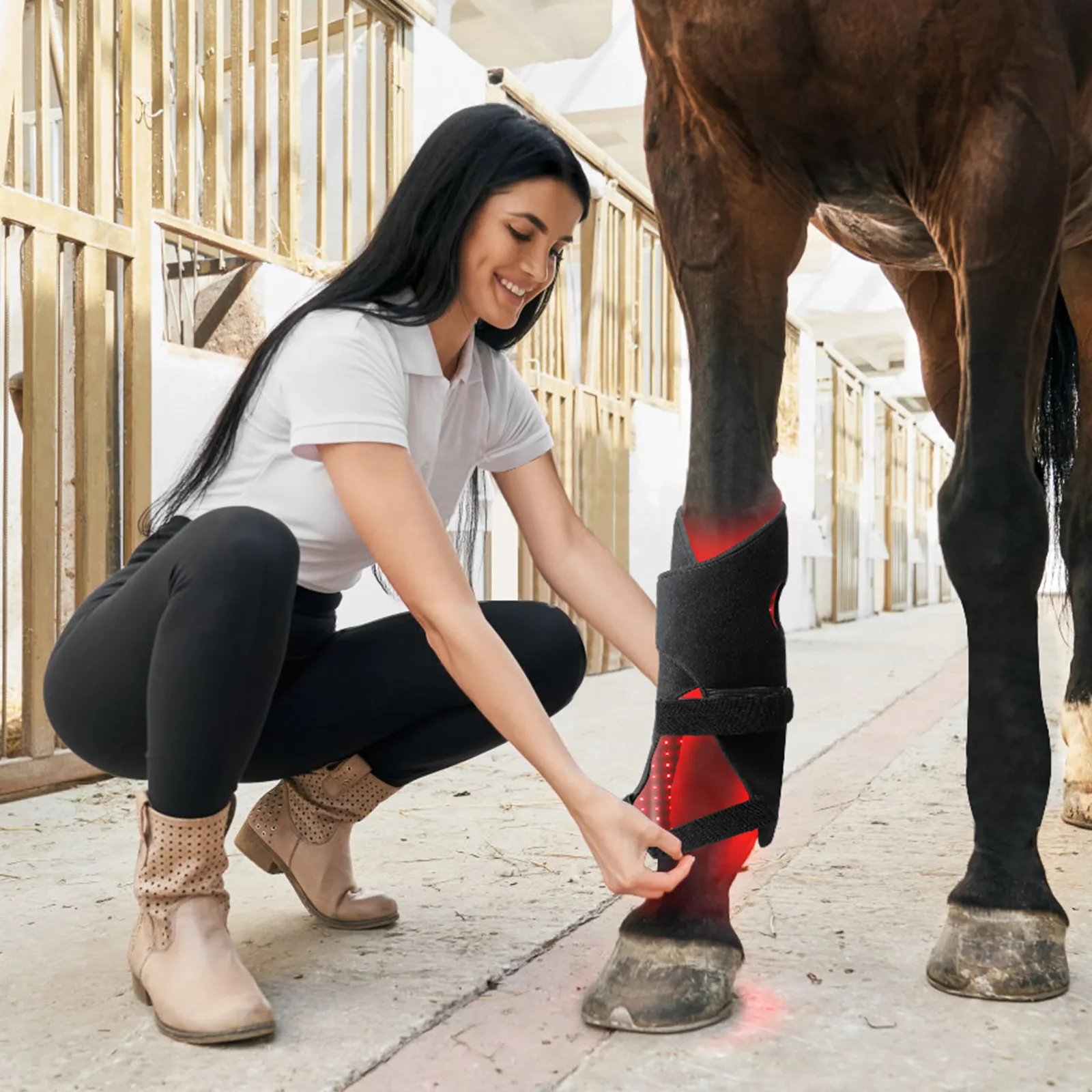 Draagbare Paarden Uitrusting 660nm 850nm Led Near Infrarood Licht Huisdierentherapie Voor Paarden Benen Rood Licht Therapie Peeslaarzen