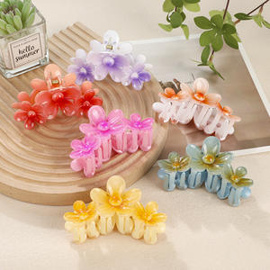 QianJin carino ombretto fiore pinza per capelli colore contrasto interseca Design in plastica accessori per capelli ragazza nuovo elegante dolce - Product Image 2