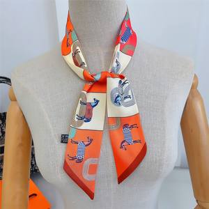 नए आगमन फैशन हॉर्स मुद्रित 90*5 सेमी लंबा संकीर्ण स्कार्फ लक्जरी डिजाइन बैग सामान रिबन कैरिज कैरिज प्रिंटिंग हेयरबैंड - Product Image 3